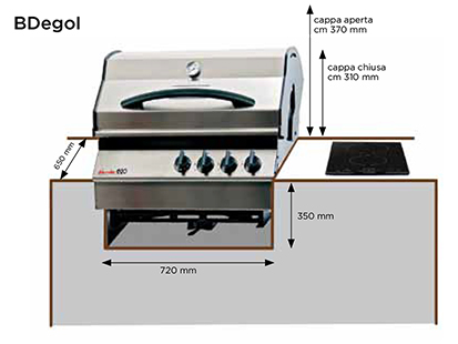 barbecue DolcevitaEgo built-in with induction hob